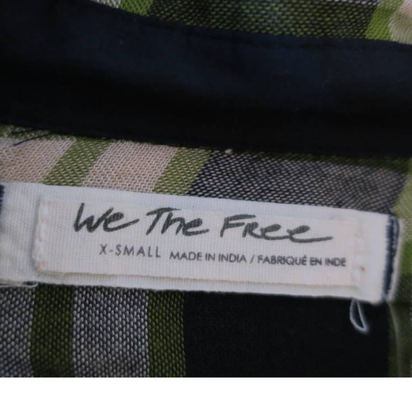 NWT Free People Green Wool Blend Pacific Dawn Plaid Ruched Peplum Raw Hem Blouse - Picture 10 of 15